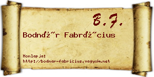 Bodnár Fabrícius névjegykártya